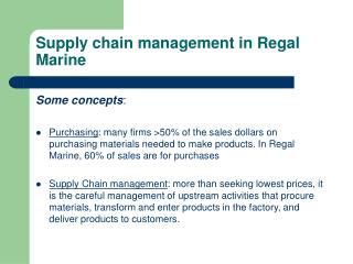 Supply chain management in Regal Marine
