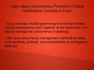 Learn about Concurrency Protocol in Oracle Certification Courses in Pune