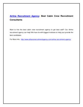 Airline Recruitment Agency- Best Cabin Crew Recruitment Consultants