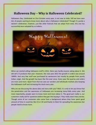 Halloween Day – Why is Halloween Celebrated?