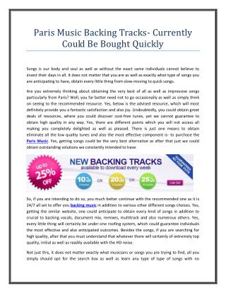 Paris Music Backing Tracks- Currently Could Be Bought Quickly 26