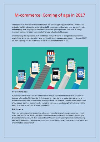 M-commerce: Coming of age in 2017