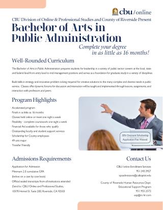 Grab your Bachelor of Public Administration Degree in just 16 Months