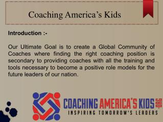 Be a Star Career Coach At Coaching America’s Kids