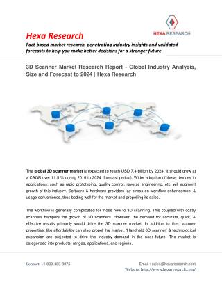 3D Scanner Market Research Report - Global Industry Analysis, Size and Forecast to 2024 | Hexa Research