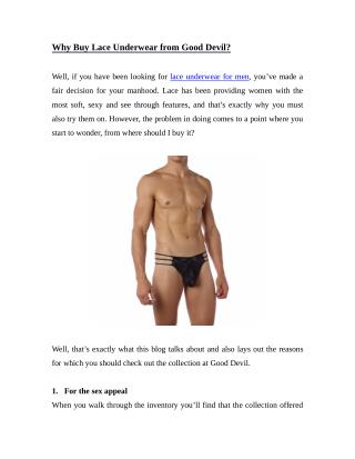 Why Buy Lace Underwear from Good Devil?