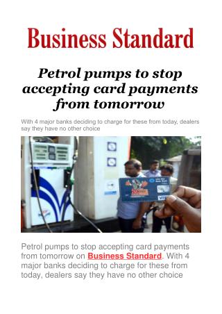 Petrol pumps to stop accepting card payments