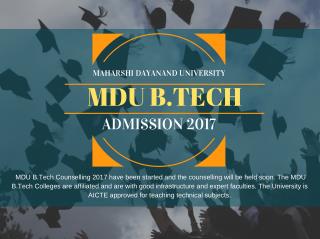 Mdu B.Tech Admission 2017