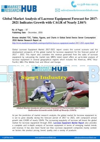 Global Lacrosse Equipment Market Report 2017-2021