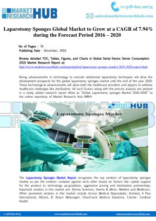 Global Laparotomy Sponges Market Report 2016-2020