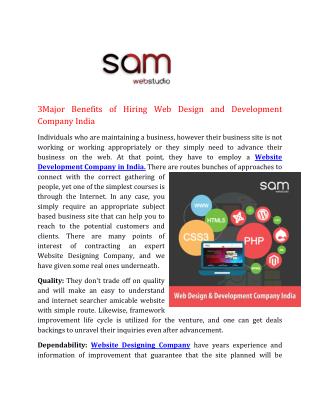 3Major Benefits of Hiring Web Design and Development Company India