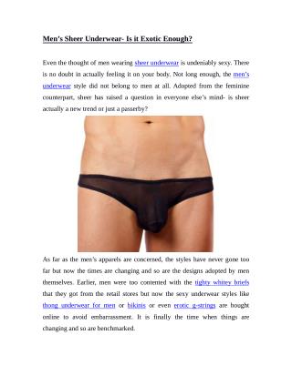 Men’s Sheer Underwear- Is it Exotic Enough?