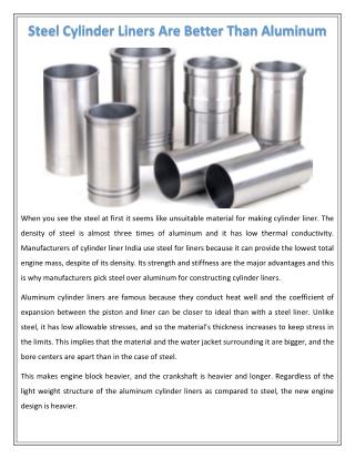 Steel Cylinder Liners Are Better Than Aluminum