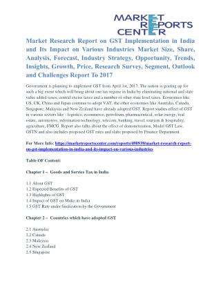 Latest Report - GST Implementation in India and Its Impact on Various Industries