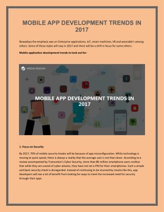 Mobile App Development Trends In 2017 - iMedia Designs