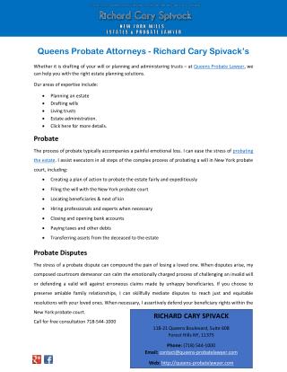 Queens Probate Attorneys - Richard Cary Spivack’s