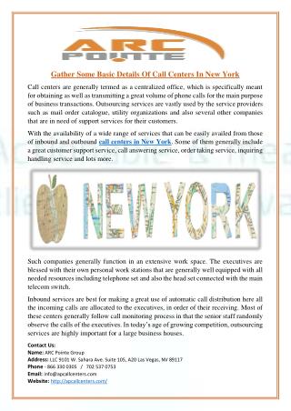 Gather Some Basic Details Of Call Centers In New York