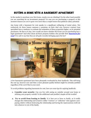 Buying a Home with a Basement Apartment