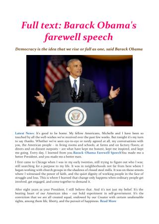 Full text: Barack Obama's farewell speech