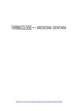 Farmacologie medicina dentara PDF