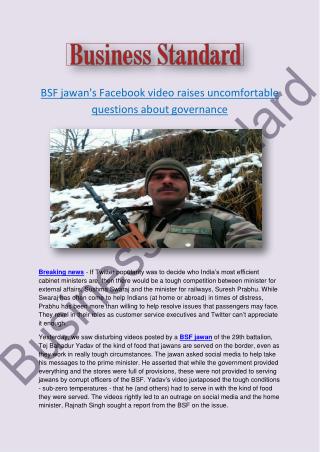 BSF jawan's Facebook video raises uncomfortable questions about governance
