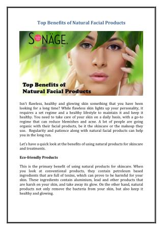 Top Benefits of Natural Facial Products
