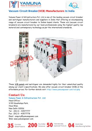 Vacuum Circuit Breaker(VCB) Manufacturers In India