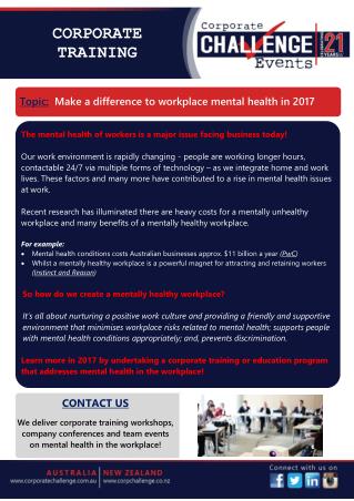 Make a difference to workplace mental health in 2017
