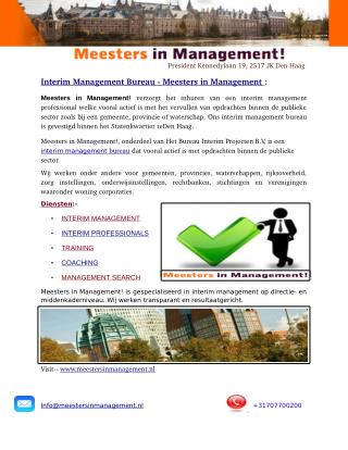 Over ons interim management bureau - Meesters in Management