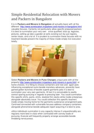 Simple Residential Relocation with Packers and Movers in Bangalore