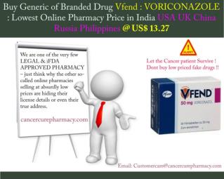Buy Voriconazole 50 Mg Tablet (Brand Vfend 50) @ Us$ 13.27