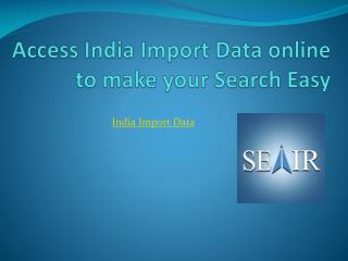 Access India Import Data online to make your Search Easy