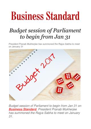 Budget session of Parliament to begin from Jan 31