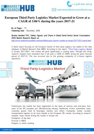 European Third Party Logistics Market Report
