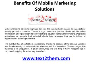 Benefits of Mobile marketing solutions