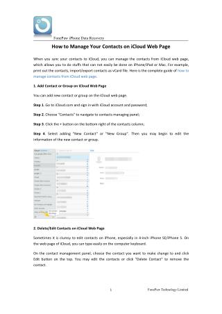 How to Manage Your Contacts on iCloud Web Page