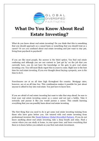 What Do You Know About Real Estate Investing?