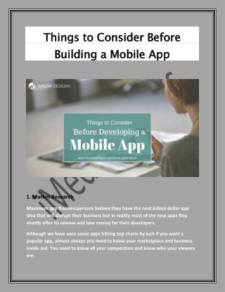 Things to Consider Before Developing a Mobile App