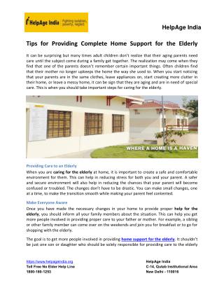 Tips for Providing Complete Home Support for the Elderly