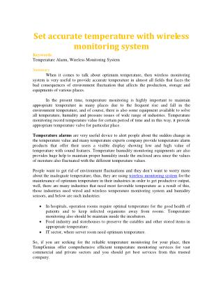 Set accurate temperature with wireless monitoring system