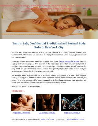 Tantra: Safe, Confidential Traditional and Sensual Body Rubs In New York City