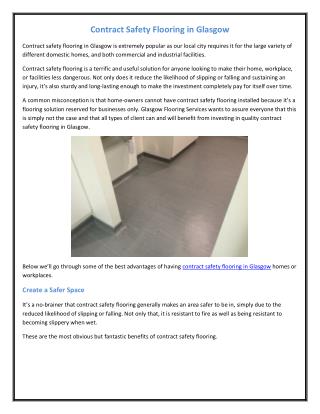 Contract Safety Flooring in Glasgow