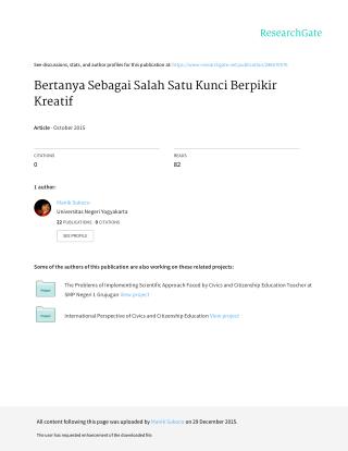 Bertanya Sebagai Salah Satu Kunci Berpikir Kreatif