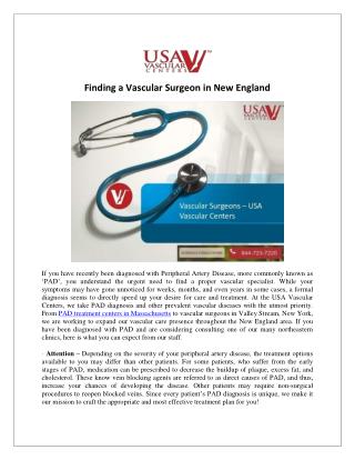 Vascular Surgeon in New England - USA Vascular Centers