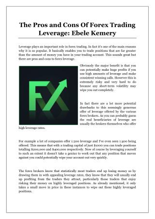 Ppt The Pros And Cons Of Forex Trading Leverage Ebele Kem!   ery - 