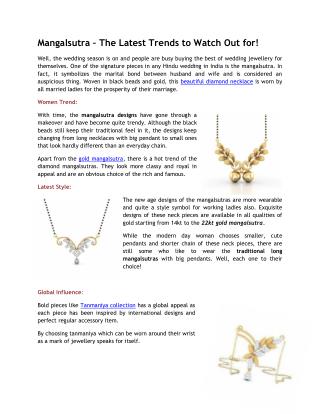 Exclusive Styles of Mangalsutra Designs for Your Wedding Day