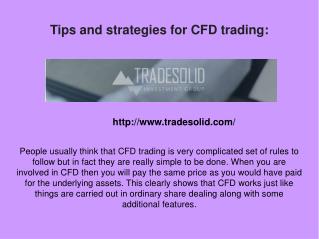 Tips and strategies for CFD trading