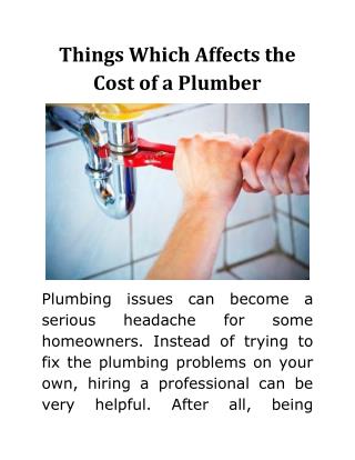 Things Which Affects the Cost of a Plumber