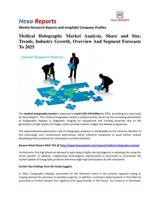 Medical Holography Market Share, Industry Growth And Overview To 2025: Hexa Reports