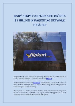 Baby steps for Flipkart: Invests $2 million in parenting network TinyStep
